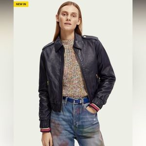 Scotch & Soda black leather jacket #scotch&soda #bomberleather